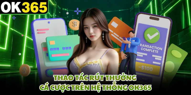 Thao tác rút thưởng cá cược trên hệ thống OK365